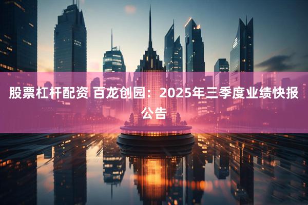 股票杠杆配资 百龙创园：2025年三季度业绩快报公告